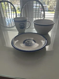 FolkCraft StoneWare Blue Pastures Bowl, Plate & Large Mug New - Picture 1 of 11