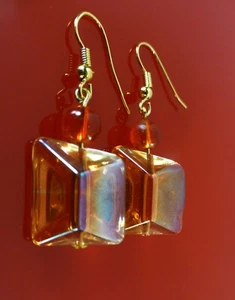 Orange Earrings Crystal Jewellery, Chunky Crystal - Picture 1 of 2
