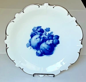 Blue & White 12" Porcelain Cake Plate by ECHT SCHUMANN - Vintage Germany - Picture 1 of 2
