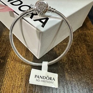 Authentic Pandora Classic Sparkling Crown Chain Bracelet, SZ 22CM - Picture 1 of 7