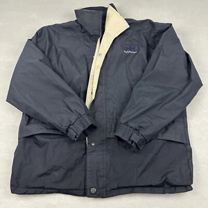 Helly Hansen Jacket Men 2XL Blue Zip Button Coat Fleece Lining Embroidery XXL - Picture 1 of 12