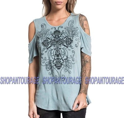 Top para mujer Sinful Diamondhead S4018 manga corta cuello redondo de Affliction Foto 1 de 4