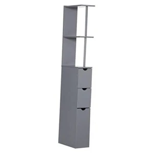 54" Tall Bathroom Storage Cabinet, Freestanding Linen Tower with 2-Tier Grey - Picture 1 of 7