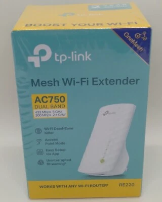 TP-LINK AC750 Dual Band WiFi Range Extender RE220 Ver:3.6 NEW Old Stock - Image 1 of 4