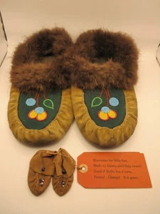 Mocasines antiguos de cuero Lakota Sioux indios nativos americanos con cuentas bebé adulto - Imagen 1 de 17