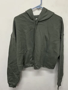 Women's Cropped Army Green Hoodie Super Soft Inside Size Large - Picture 1 of 3