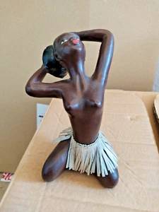Figurine Vintage 50 African Lady Plaster Hand Painted Decoration Étn - Picture 1 of 8