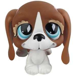 LPS Littlest Pet Shop Dog #502 BASSET HOUND 2007 BROWN Gen 2 Blue Eyes Hair Bow - Picture 1 of 6