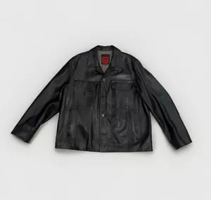 Cole Hann Studio Mens Large Signature Genuine Leather Jacket FLAWED - Picture 1 of 9