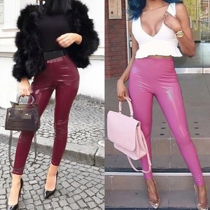 Faux Leather Plus Size Stretch Pants 