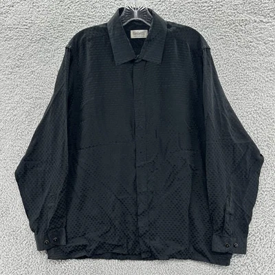 Vintage Genelli Shirt Mens XL Checkered Long Sleeve Disco Button Up Silk Shirt - Image 1 of 4