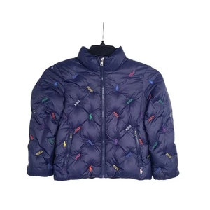 Polo Ralph Lauren AOP Pony Jacket Youth Size (S) 7 Blue Duck Down Puffer Kids  - Picture 1 of 19