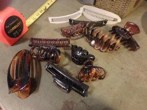 Fascio di 12 fermagli per capelli 3Y - nero e mortaso - alcuni vintage - Foto 1 di 1