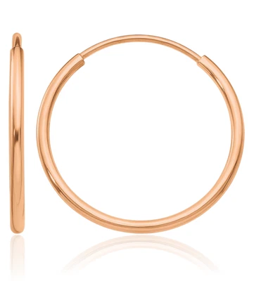 10K Solid Rose Gold Endless Round Small Hoop Earrings - Image 1 of 4
