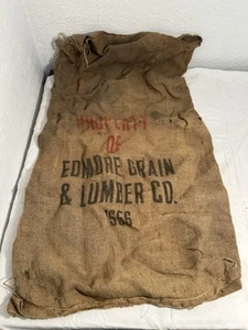 Vintage Antique Burlap Grain Seed Bean Bag Edmore Mi Grain And Lumber Co 1956 - Picture 1 of 6
