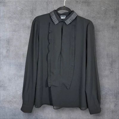 Blusa Top Just Cavalli de Roberto Cavalli Negra Plisada Transparente Gasa Talla 44 Foto 1 de 4