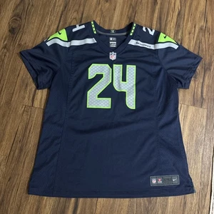 Nike On-Field Seattle Seahawks Marshawn Lynch #24 NFL Jersey Blue Women’s 2XL - Picture 1 of 4