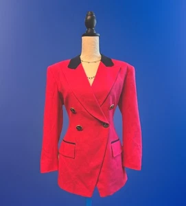 Chaqueta Blazer Vintage Christian Dior Rosa Caliente Talla 6 - Botones Náuticos Hecha en EE. UU. - Imagen 1 de 6