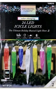 Orchestra of Light 24-Count Multi-function LED Plug-In Christmas Icicle Lights - Picture 1 of 8
