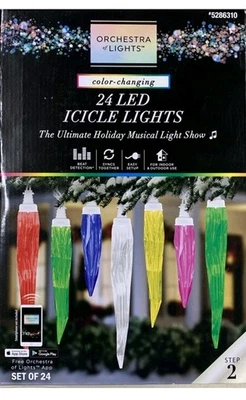 Orchestra of Light 24-Count Multi-function LED Plug-In Christmas Icicle Lights - Image 1 of 4