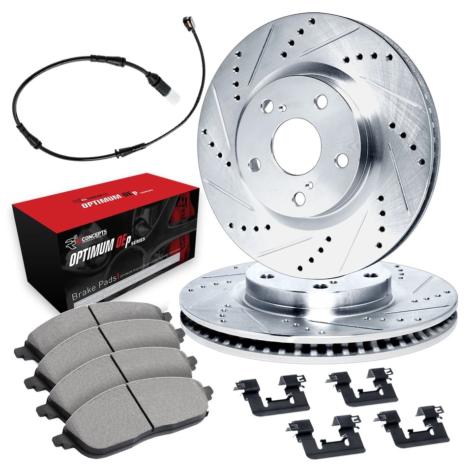 For Jaguar XKR-S 13-15 Drilled & Slotted Rear Brake Kit w Optimum Pads - Image 1 of 1