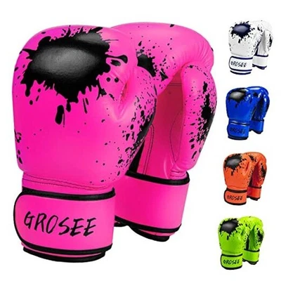 Guante de boxeo para niños 6 oz 8 oz, entrenamiento para jóvenes, niños y niñas 6 oz (45-80 libras) rosa Foto 1 de 4
