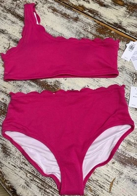 Traje de baño Old Navy/Gap NIÑOS niña ribete de vieira un hombro talla XXL LO ÚLTIMO rosa nuevo con etiquetas  Foto 1 de 4
