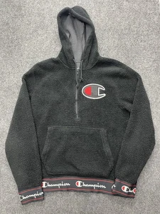 Champion Sherpa Sudadera con Capucha Para Hombre Mediana Negra Media Cremallera Pullover Polar Heavy Street - Imagen 1 de 15