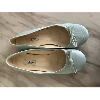 Furla Ice Blue Leather Bow Ballet Flat - Image 1 of 4