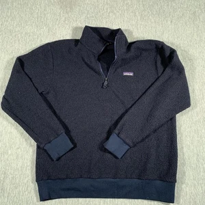 Patagonia Sweater Mens XL Navy Blue Quarter Zip Fleece Pullover Worn Wear - Picture 1 of 11