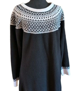 Maurices Nordic Long Sleeve Knit Sweater Dress  Black Ivory Warm Women's XXL GUC - Picture 1 of 7