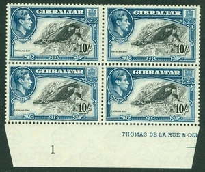 SG 130a Gibraltar 1938 schwarz & blau. Ein feiner postfrischer Randblock 4 Stück... - Bild 1 von 1