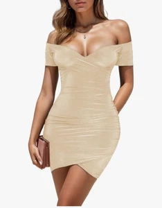 Damen Kurz Ballkleid Sexy Schulterfrei Formell Cocktail Party Mini Größe XL - Bild 1 von 4