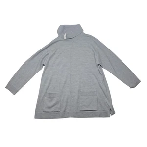 Neu mit Etikett Talbots Damenpullover Merinowolle Wasserfallausschnitt 1X grau Fronttaschen Klammer - Bild 1 von 10
