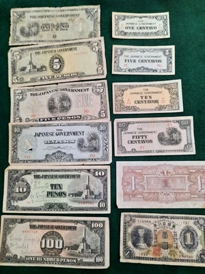Lot of 12 Japanese Government Philippines Occupation Money WWII - Image 1 of 2