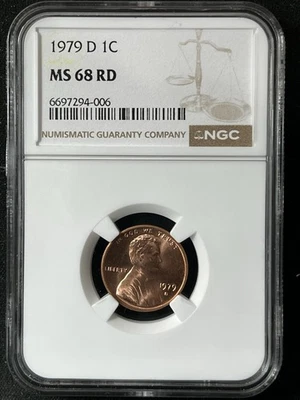 1979-D  1C RD Lincoln Memorial One Cent  NGC MS68RD  6697294-006 - Image 1 of 2