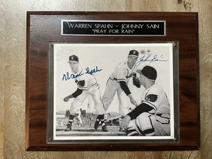 Warren Spahn - Johnny Sain “Pray For Rain” Autographed Placard - Picture 1 of 2