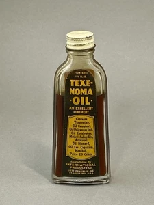 Vintage Texe-Noma 1 3/8 Unzen LIMENTÖL Medizinflasche Apotheker Etikett St Louis - Bild 1 von 11