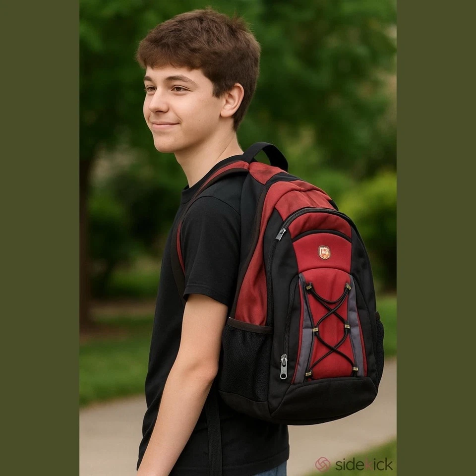 Mochila elástica SwissGear para computadora portátil negra roja bolsa de viaje escolar senderismo duradera Foto 1 de 4