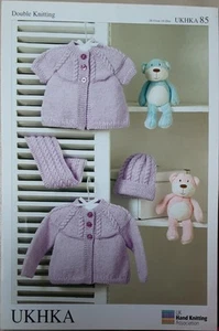 Original UKHKA Dk Baby Cardigans Scarf Hat 14"-20" Knitting Pattern 85 - Picture 1 of 2