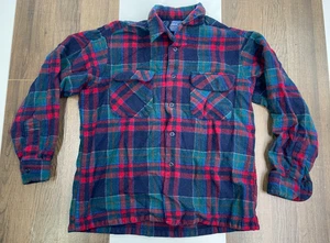 VTG Pendleton Women L Mens M Flannel Shirt Heavyweight 100% Virgin Wool Made USA - Picture 1 of 9