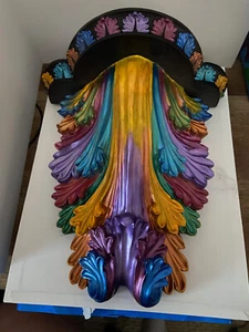 Bunt verzierte Harz Wandleuchte Corbel Regal - Bild 1 von 5