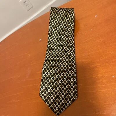 Corbata Ashford and Brooks of London hecha a mano 100 % seda negra, dorada y marrón Foto 1 de 4