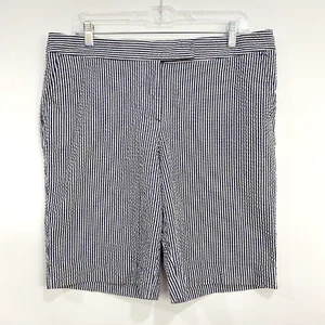 Jones New York Signature gestreifte Seersucker Bermudas Shorts Damen 12 nautisch - Bild 1 von 12