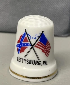 Battle Of Gettysburg PA Thimble Porcelain Sewing Civil War Collectible Flags - Picture 1 of 7