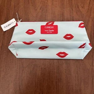 Clinique x Kate Spade Kosmetik Make-up Reisetasche Aqua & rote Lippen Druck Neu mit Etikett neu - Bild 1 von 3