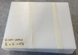 (8 Stück) 1/2” Dicke NATÜRLICHE UHMW-PE FLACHE PLATTE LAGER 0,500” x 12.000” x 14,750” - Bild 1 von 1