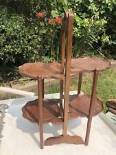ART NOUVEAU FOLDING CAKE STAND WHATNOT PLANT DISPLAY 4 TIERED PRETTY FLUTED EDGE