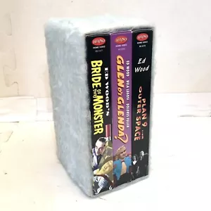 Ed Wood Fuzzy Blue Box Set VHS 3 Tapes Plan 9 Glen Glenda Bride Monster Lugosi - Picture 1 of 24