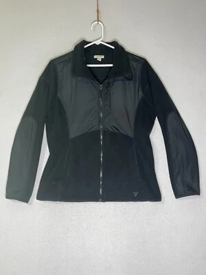 Chaqueta cortavientos vintage antigua azul marino negra polar cremallera completa para mujer talla grande Foto 1 de 4